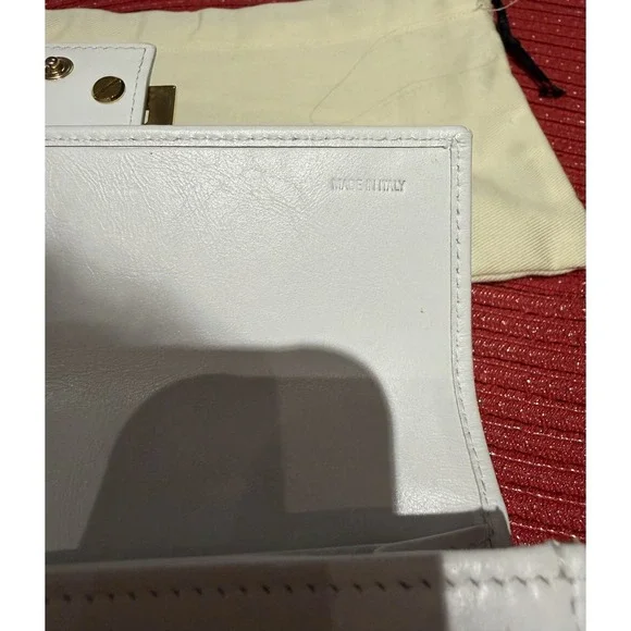 Authentic Fendi FF Logo Continental Wallet White Leather Canvas w/ Dust Bag Gold - Picture 5 of 13